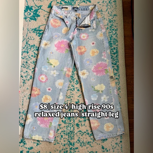 Wild Fable Size 4 Floral Pattern Jeans - Picture 1 of 8